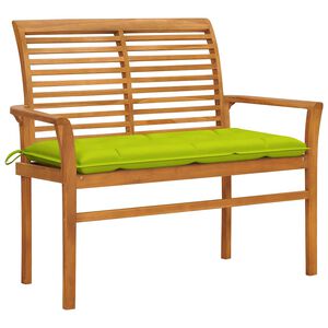 vidaXL Z&aacute;hradn&aacute; lavička, jasnozelen&aacute; podložka 112 cm, t&iacute;kov&yacute; mas&iacute;v