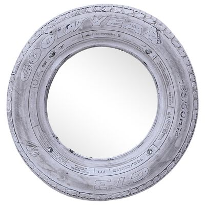 vidaXL Zrkadlo biele 50 cm recyklovaná gumová pneumatika