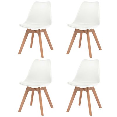 vidaXL Jedálenské stoličky 4 ks, biele, plast