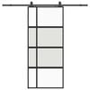 vidaXL Posuvn&eacute; dvere s kovan&iacute;m čierne 90x205 cm tvrden&eacute; sklo