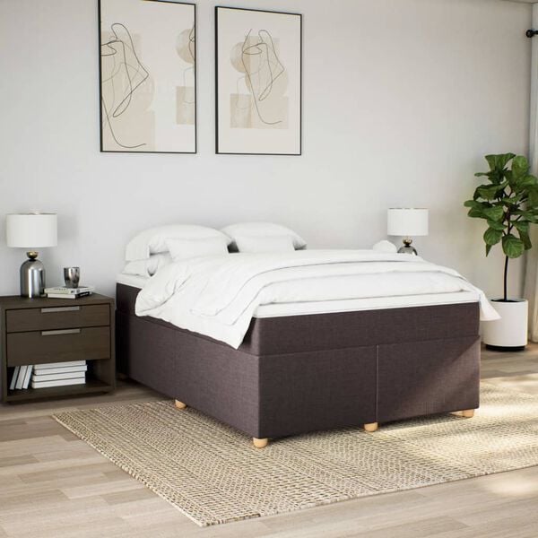 vidaXL Boxspring posteľ s matracom tmavohned&aacute; 140x190 cm l&aacute;tka