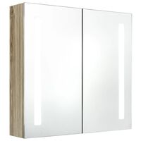 vidaXL LED kúpeľňová zrkadlová skrinka dubová 62x14x60 cm