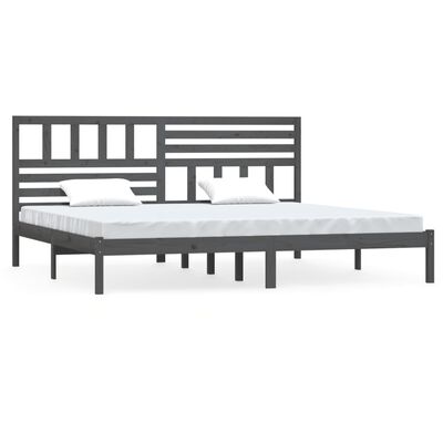 vidaXL Rám postele sivý borovicový masív 200x200 cm