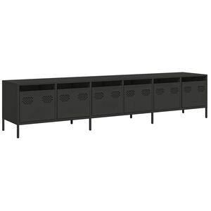 vidaXL TV skrinka čierna 202x39x43,5 cm oceľ valcovan&aacute; za studena
