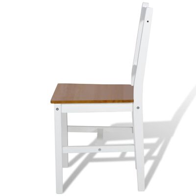 vidaXL Jedálenské stoličky 4 ks, biele, borovicové drevo