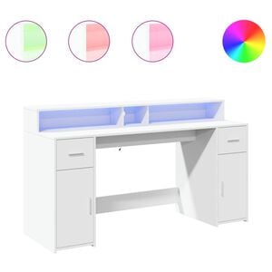 vidaXL St&ocirc;l s LED svetlami biely 160x55x91 cm kompozitn&eacute; drevo