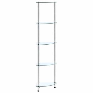 vidaXL Reg&aacute;l s 5 policami, priehľadn&yacute; 30x30x130 cm, tvrden&eacute; sklo