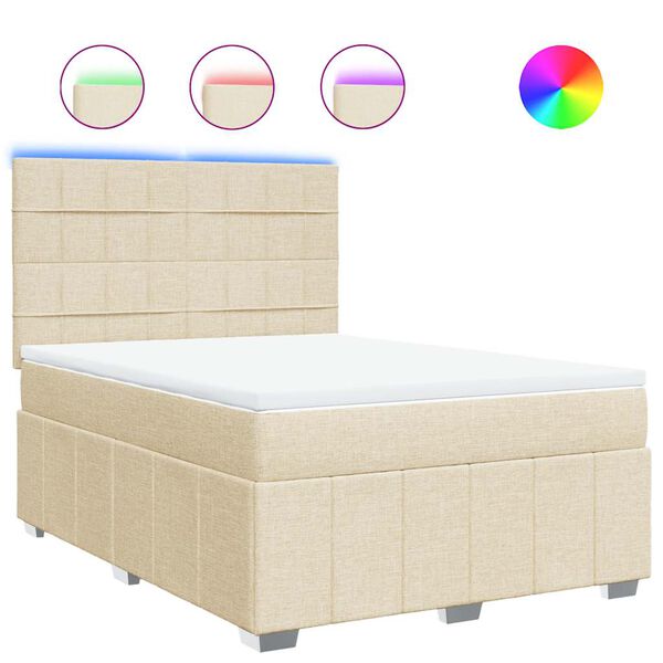 vidaXL Boxspring posteľ s matracom kr&eacute;mov&yacute; 140x190 cm l&aacute;tka