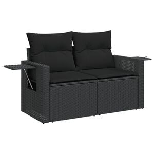 vidaXL Z&aacute;hradn&aacute; pohovka s vank&uacute;&scaron;mi 2-miestna čierna polyrattan