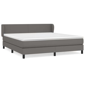 vidaXL Boxspring posteľ s matracom siv&aacute; 180x200 cm umel&aacute; koža