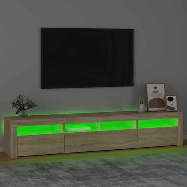 vidaXL TV skrinka s LED svetlami dub sonoma 210 x 35 x 40 cm