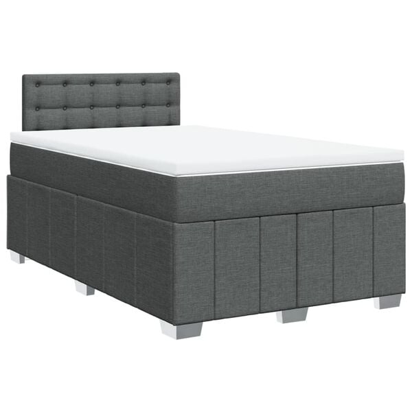 vidaXL Boxspring posteľ s matracom, tmavosiv&aacute; 120x190 cm, l&aacute;tka