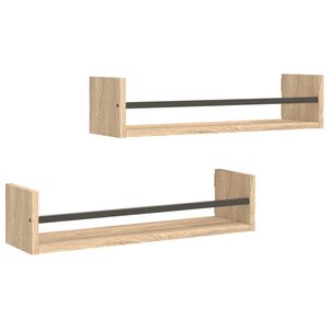 vidaXL N&aacute;stenn&eacute; police s tyčami 2 ks dub sonoma 60x16x14 cm