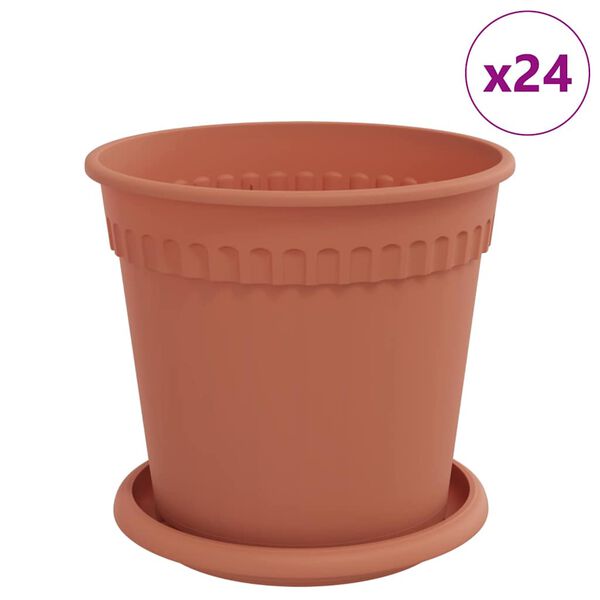 vidaXL Kvetin&aacute;če 24 pcs Tehlovo červen&aacute; &Oslash; 17 x 14 cm Plast