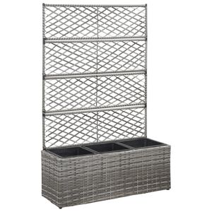 vidaXL Vyv&yacute;&scaron;en&yacute; z&aacute;hon+mriežka, 3 n&aacute;doby 83x30x130 cm, polyratan, siv&yacute;