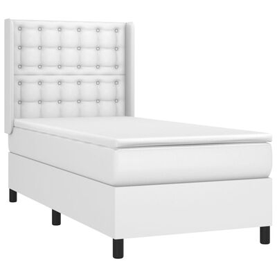 vidaXL Boxspring posteľ s matracom a LED biela 80x200 cm umelá koža