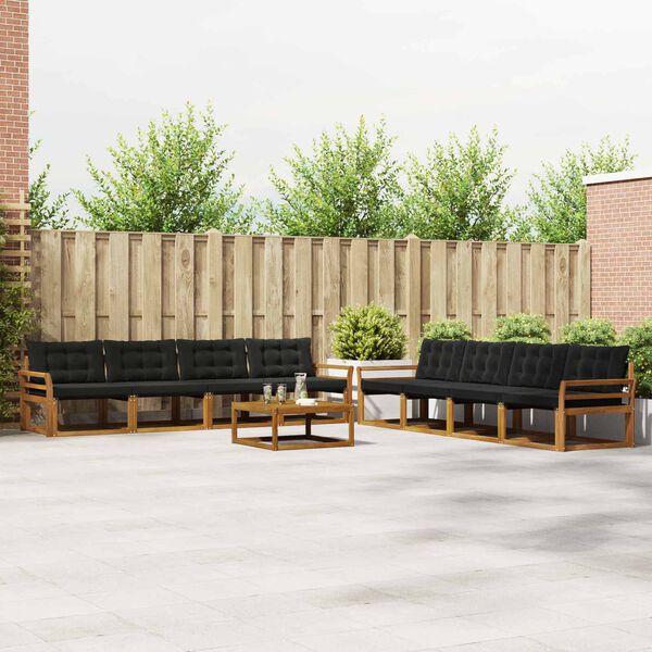 vidaXL Z&aacute;hradn&aacute; s&uacute;prava gaučov s vank&uacute;&scaron;om 9 pcs Pr&iacute;rodn&aacute; a čierna