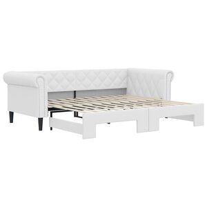vidaXL Rozkladacia denn&aacute; posteľ biela 90x200 cm umel&aacute; koža