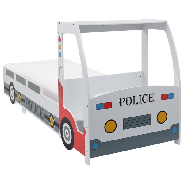vidaXL Detsk&aacute; posteľ policajn&eacute; auto s matracom 90x200 cm 7 z&oacute;n H2 H3