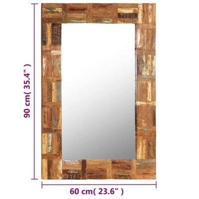 vidaXL Nástenné zrkadlo, recyklovaný masív 60x90 cm