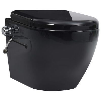 vidaXL Závesné bezokrajové WC s funkciou bidetu čierne keramické