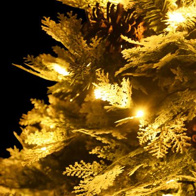 vidaXL Osvetlený vianočný stromček so šiškami, zelený 150 cm, PVC a PE