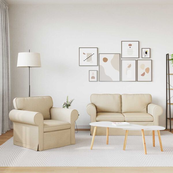 vidaXL Pohovka 2 pcs Kr&eacute;mov&aacute; 155 x 82 x 80 cm l&aacute;tka