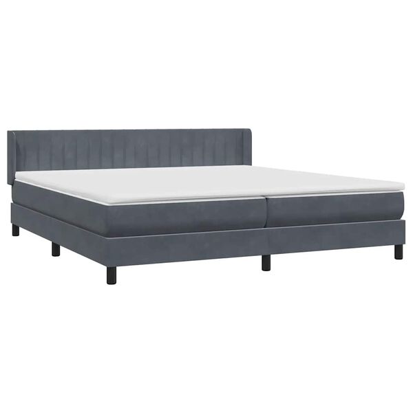vidaXL Posteľn&yacute; r&aacute;m boxspring s matracom tmavosiv&yacute; 180x210 cm zamat
