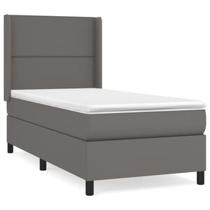 vidaXL Boxspring posteľ s matracom siv&aacute; 90x190 cm umel&aacute; koža