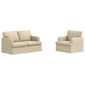vidaXL Sada pohoviek 2 pcs Kr&eacute;mov&aacute; 144 x 80 x 85 cm l&aacute;tka