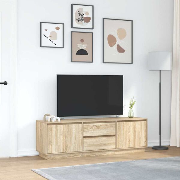 vidaXL TV skrinka s LED svetlami dub sonoma 160,5x41x50 cm
