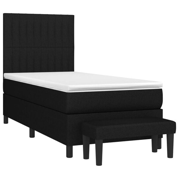 vidaXL Posteľn&yacute; r&aacute;m boxspring s matracom čierny 90x190 cm l&aacute;tka