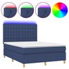 vidaXL Posteľ boxsping s matracom a LED modr&aacute; 140x200 cm l&aacute;tka
