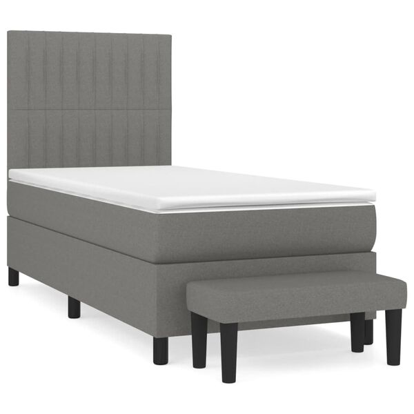 vidaXL Boxspring posteľ s matracom tmavosiv&aacute; 100x200 cm l&aacute;tka