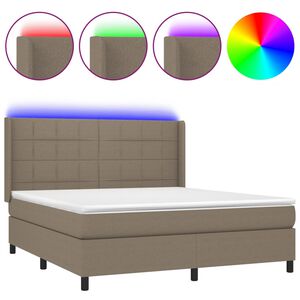 vidaXL Posteľ boxsping s matracom a LED sivohned&aacute; 160x200 cm l&aacute;tka
