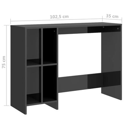 vidaXL Stôl na notebook vysoký lesk sivý 102,5x35x75 cm drevotrieska
