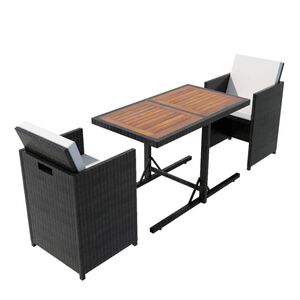 vidaXL 3-dielna bistro s&uacute;prava s vank&uacute;&scaron;mi polyratan čierna