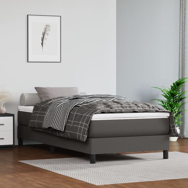 vidaXL Boxspring posteľ s matracom sivá 90x200 cm umelá koža