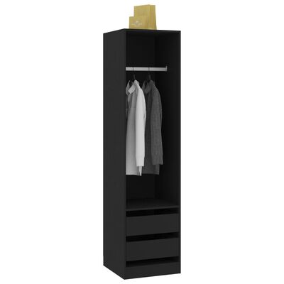 vidaXL Šatník so zásuvkami, čierny 50x50x200 cm, kompozitné drevo