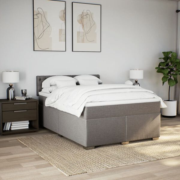 vidaXL Boxspring posteľ s matracom sivohnedý 140x190 cm látka