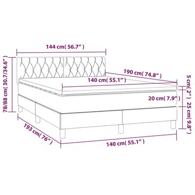 vidaXL Posteľný rám boxsping s matracom tmavomodrý 140x190 cm zamat