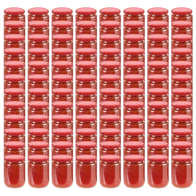 vidaXL Zaváracie poháre s červenými viečkami 96 ks 230 ml sklo