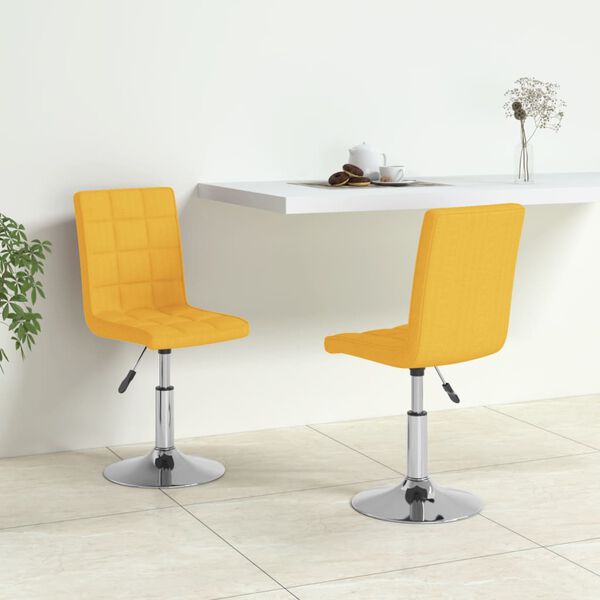 vidaXL Otočn&eacute; jed&aacute;lensk&eacute; stoličky 2 ks horčicovo-žlt&eacute; l&aacute;tkov&eacute;