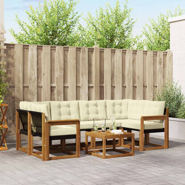 vidaXL Z&aacute;hradn&aacute; s&uacute;prava gaučov s vank&uacute;&scaron;om 7 pcs Pr&iacute;rodn&aacute; a kr&eacute;mov&aacute;