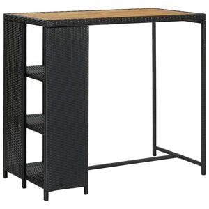 vidaXL Barov&yacute; stol&iacute;k s &uacute;ložn&yacute;m reg&aacute;lom čierny 120x60x110 cm polyratan