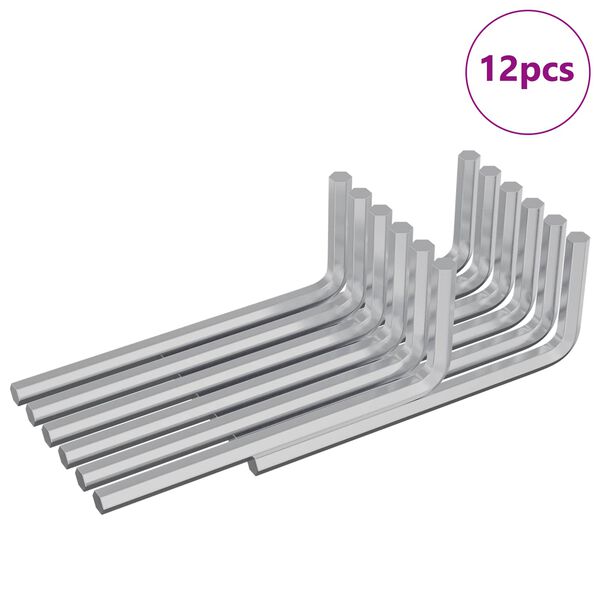 vidaXL &Scaron;esťhrann&yacute; kľ&uacute;č 12 pcs Strieborn&aacute; 32 x 86 mm Oceľ