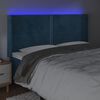 vidaXL Čelo postele s LED tmavomodr&eacute; 163x16x118/128 cm zamat