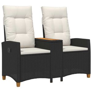 vidaXL Hojdačka s tabletou 2 -Seater 126 x 65 x 112 cm polyratan