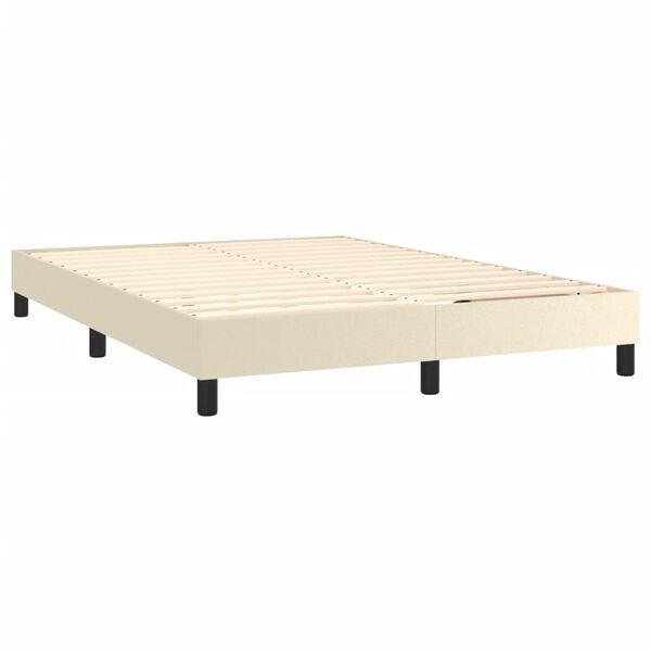 vidaXL Boxspring posteľ s matracom kr&eacute;mov&aacute; 140x200 cm umel&aacute; koža