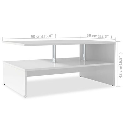 vidaXL Konferenčný stolík, drevotrieska, 90x59x42 cm, biely